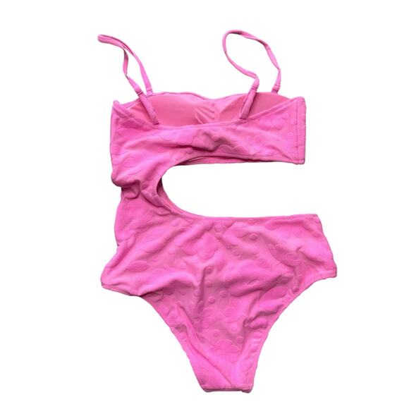NWOT Aerie One Piece Swim Suit Women M Bubble Gum Pink Floral Cut Out Adjustable - Picture 4 of 8